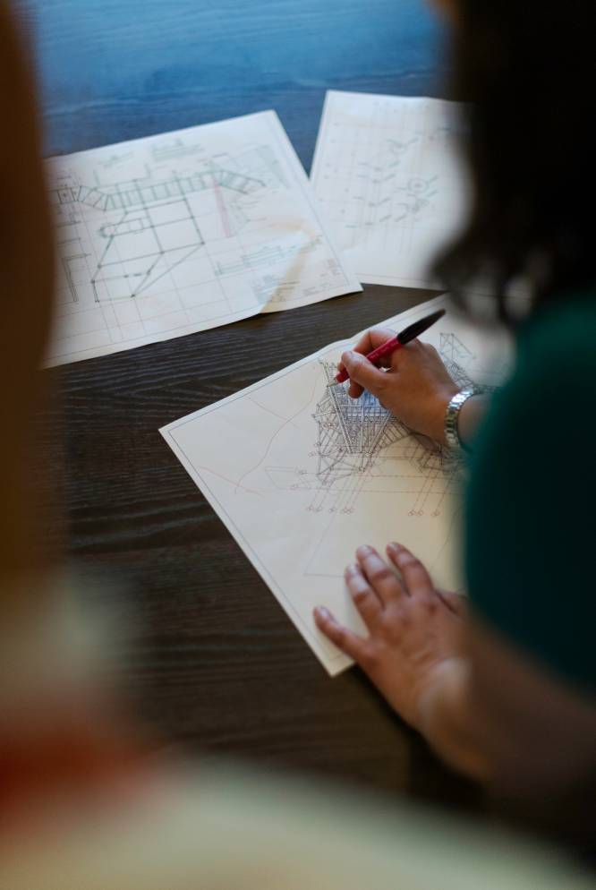 Infrastructure design and development team working on complex systems