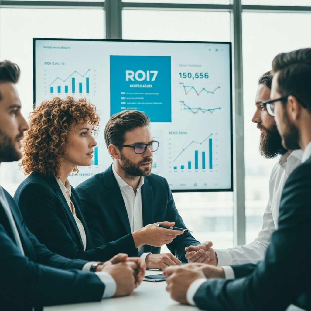 Software development business outcomes and ROI metrics dashboard
