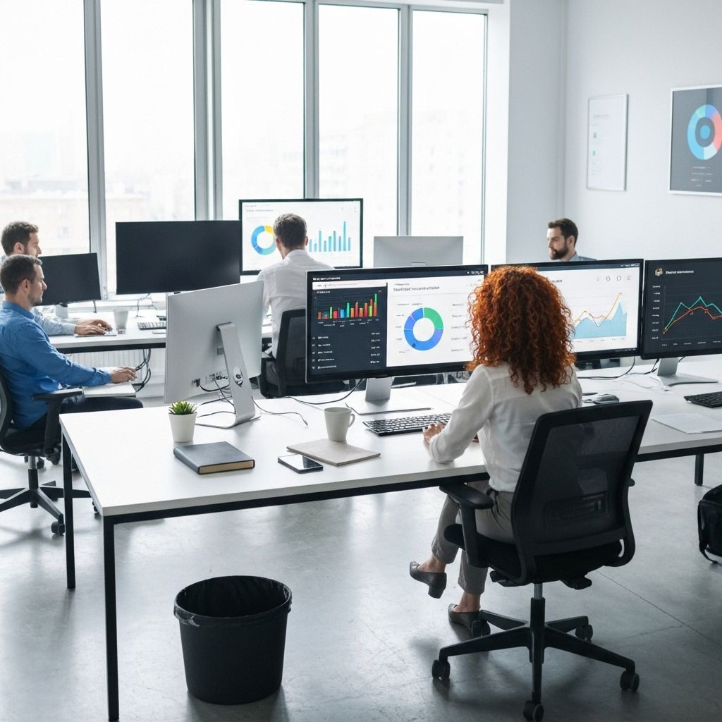 Data analysts working with dashboards and analytics